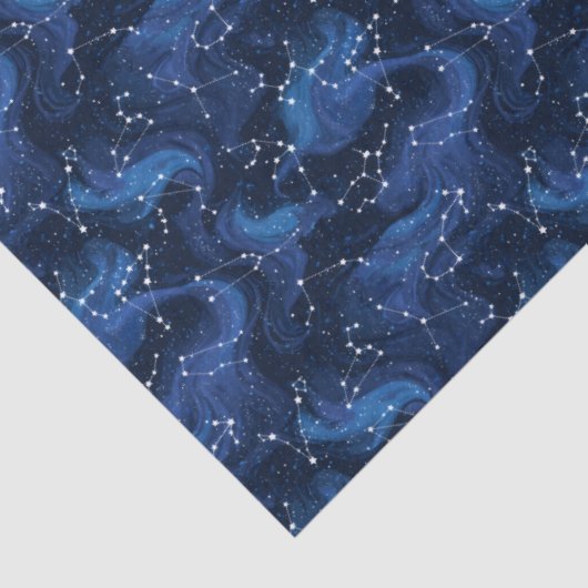 Boho Astrology Zodiac sign pattern on blue Tissuepapier (Detail)