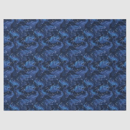 Boho Astrology Zodiac sign pattern on blue Tissuepapier (Voorkant)