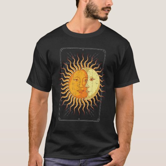 Boho Astronomy Celestial Body Sun Crescent Moon As T-shirt (Voorkant)