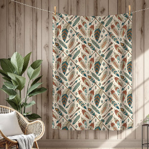 Boho Authentic Tribal Bold Etnische veren pijlen Fleece Deken