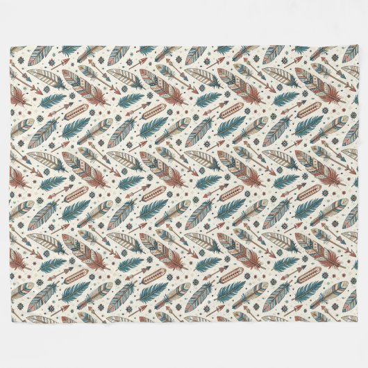 Boho Authentic Tribal Native Etnische Veren Pijl Fleece Deken (Voorkant (Horizontaal))