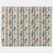 Boho Authentic Tribal Native Etnische Veren Pijl Fleece Deken (Voorkant (Horizontaal))