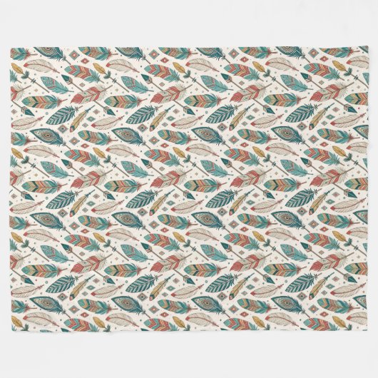 Boho Authentic Tribal Native Etnische Veren Pijl Fleece Deken (Voorkant (Horizontaal))