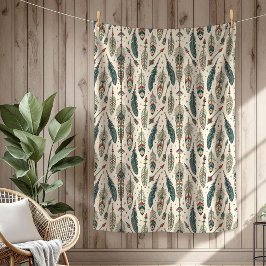 Boho Authentic Tribal Native Etnische Veren Pijl Fleece Deken