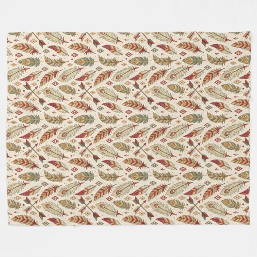 Boho Authentic Tribal Native Etnische Veren Pijl Fleece Deken (Voorkant (Horizontaal))