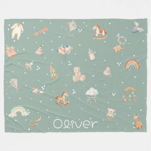 Boho Autumn Baby Shower Fleece Deken (Voorkant (Horizontaal))