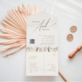 Boho Autumn | Beige Casual QR Code Seal en verzend All In One Uitnodiging