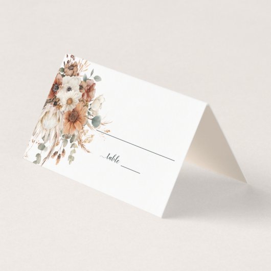 Boho Autumn Dried Flowers | Place Card Kaart (Voorkant)