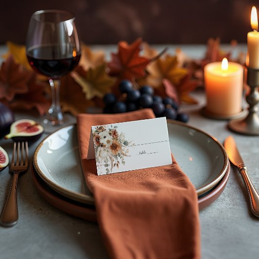 Boho Autumn Dried Flowers | Place Card Kaart