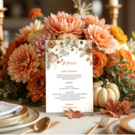 Boho Autumn Dried Flowers Wedding | Menu Kaart