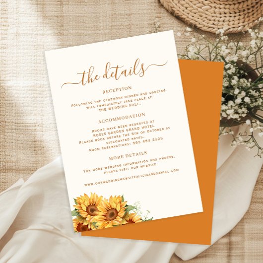 Boho autumn fall floral wedding guest details informatiekaartje