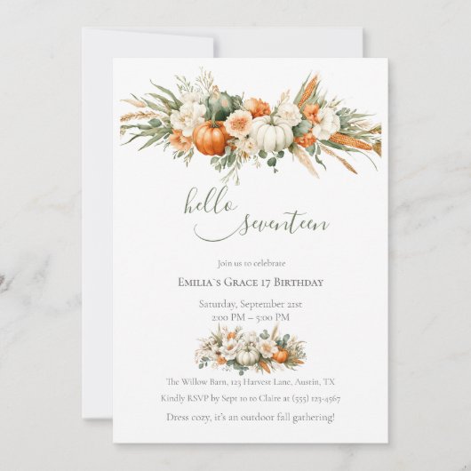 Boho Autumn Floral Arrangement Birthday Kaart (Voorkant)