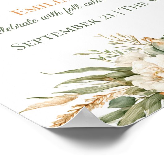 Boho Autumn Floral Arrangement Birthday Welcome Poster (Hoek)