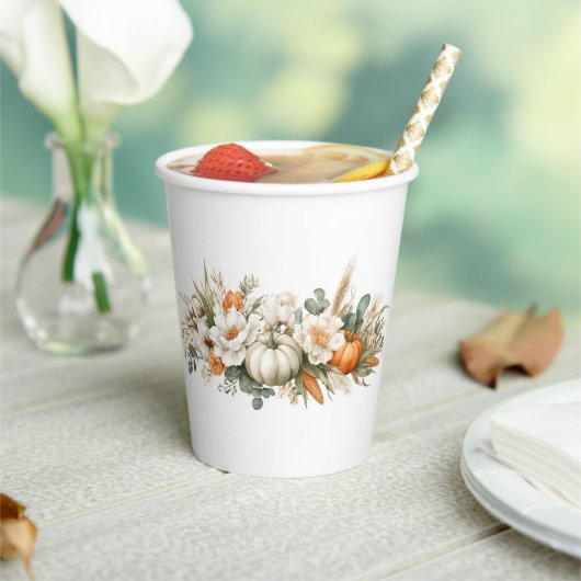 Boho Autumn Floral Arrangement Paper cup Papieren Bekers (Insitu)