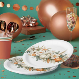 Boho Autumn Floral Arrangement Paper Plate Papieren Bordje
