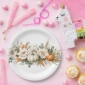 Boho Autumn Floral Arrangement Paper Plate Papieren Bordje (Feest)