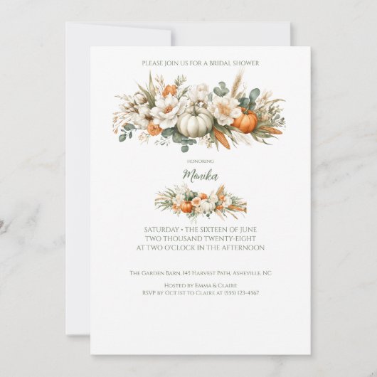 Boho Autumn Floral Arrangement Vrijgezellenfeest Kaart (Voorkant)