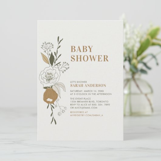 Boho Autumn Floral Baby shower Kaart (Staand voorkant)