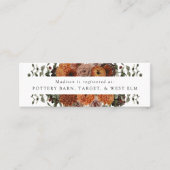 Boho Autumn Floral Bridal Registry Kaarten invoege Mini Visitekaartje (Voorkant)