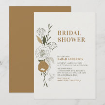 Boho Autumn Floral Bridal Wedding Shower Invitatie