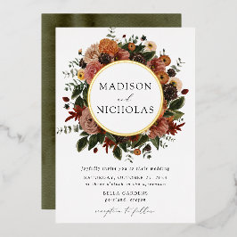 Boho Autumn Floral Lijst Wedding Folie Uitnodiging