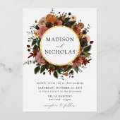 Boho Autumn Floral Lijst Wedding Folie Uitnodiging (Voorkant)