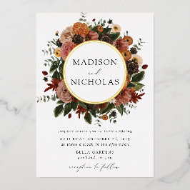 Boho Autumn Floral Lijst Wedding Folie Uitnodiging