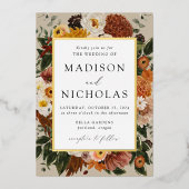 Boho Autumn Floral Lijst Wedding Folie Uitnodiging (Voorkant)
