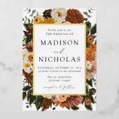 Boho Autumn Floral Lijst Wedding Folie Uitnodiging (Voorkant)