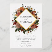 Boho Autumn Floral Lijst Wedding Folie Uitnodiging (Voorkant)