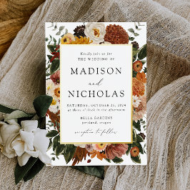 Boho Autumn Floral Lijst Wedding Folie Uitnodiging