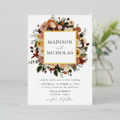 Boho Autumn Floral Lijst Wedding Folie Uitnodiging (Staand Voorkant)