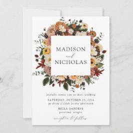 Boho Autumn Floral Lijst Wedding Kaart