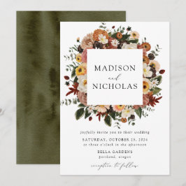 Boho Autumn Floral Lijst Wedding Kaart