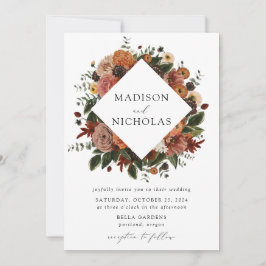 Boho Autumn Floral Lijst Wedding Kaart
