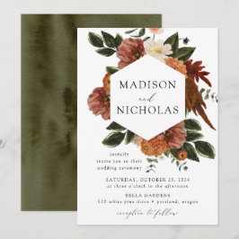 Boho Autumn Floral Lijst Wedding Kaart