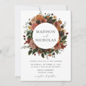 Boho Autumn Floral Lijst Wedding Kaart (Voorkant)