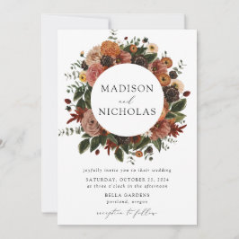 Boho Autumn Floral Lijst Wedding Kaart