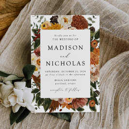Boho Autumn Floral Lijst Wedding Kaart