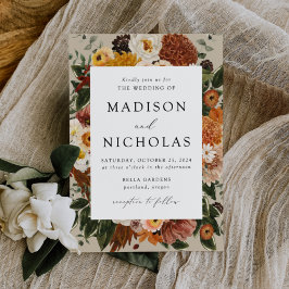 Boho Autumn Floral Lijst Wedding Kaart