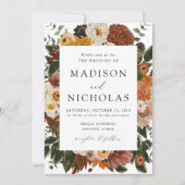 Boho Autumn Floral Lijst Wedding Kaart (Voorkant)