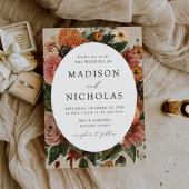 Boho Autumn Floral Oval Lijst Wedding Kaart