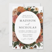 Boho Autumn Floral Oval Lijst Wedding Kaart (Voorkant)