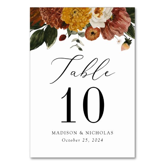 Boho Autumn Floral Personalized Wedding Kaart (Voorkant)