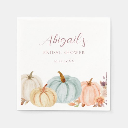 Boho Autumn Floral Pumpkin Vrijgezellenfeest Servet (Voorkant)