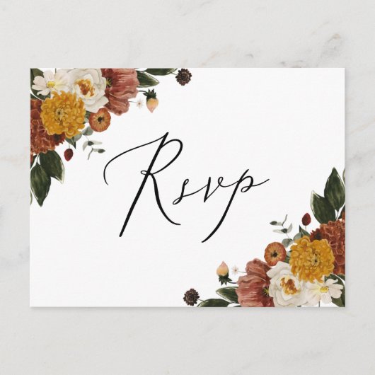 Boho Autumn Floral RSVP Briefkaart (Voorkant)