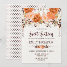 Boho Autumn Floral Sweet Sixteen Dreamweaver Card