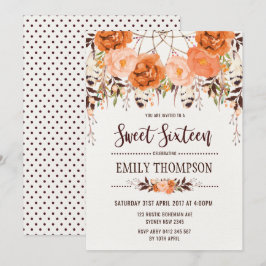 Boho Autumn Floral Sweet Sixteen Dreamweaver Card Kaart