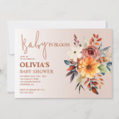 Boho Autumn Floral Terracotta Baby shower Kaart (Voorkant)