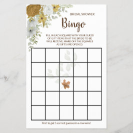 Boho Autumn Floral Vrijgezellenfeest Bingo Game Ka Flyer